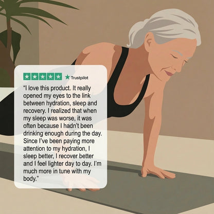Senior woman doing a plank while wearing the Vitro band by Fitmo [EN]